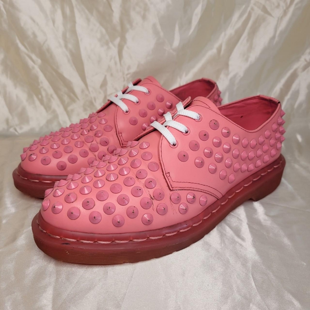 Dr. Martens Harlen studded leather oxford shoes in Acid Pink